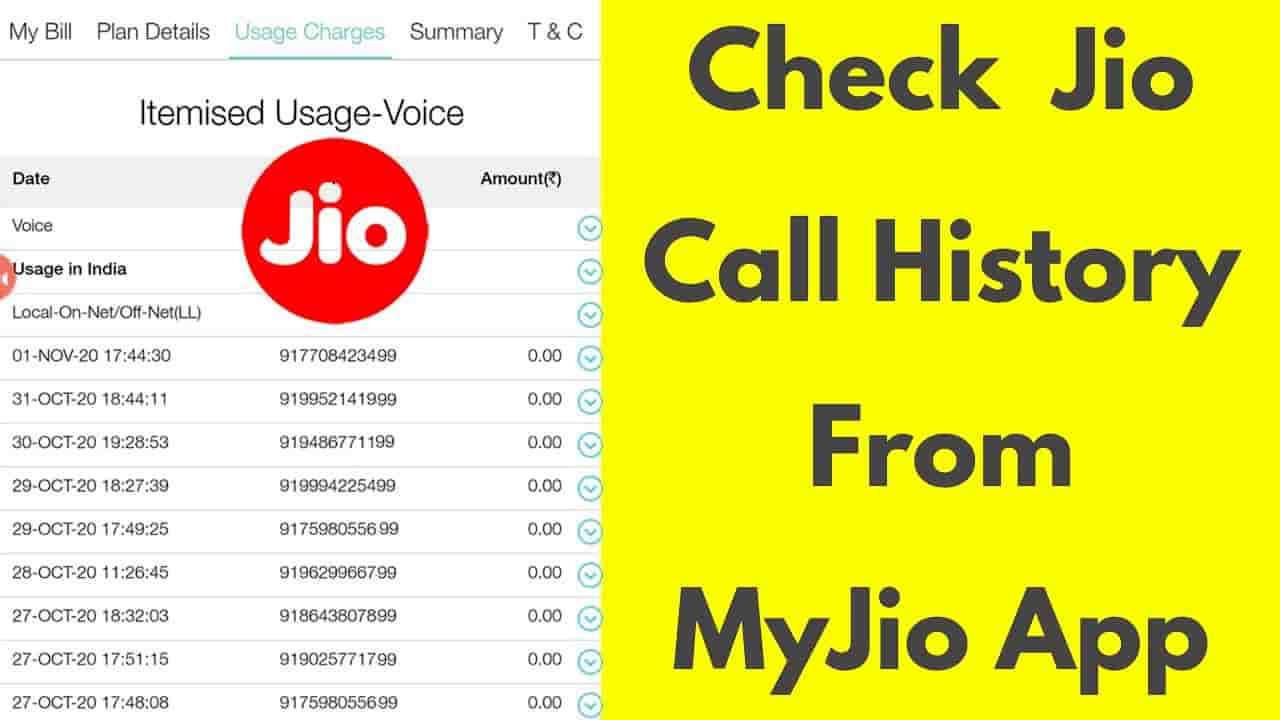 Jio Call History Details